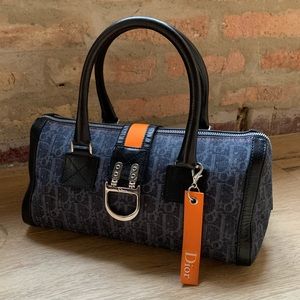 Dior Blue/Black Oblique Denim and Leather
